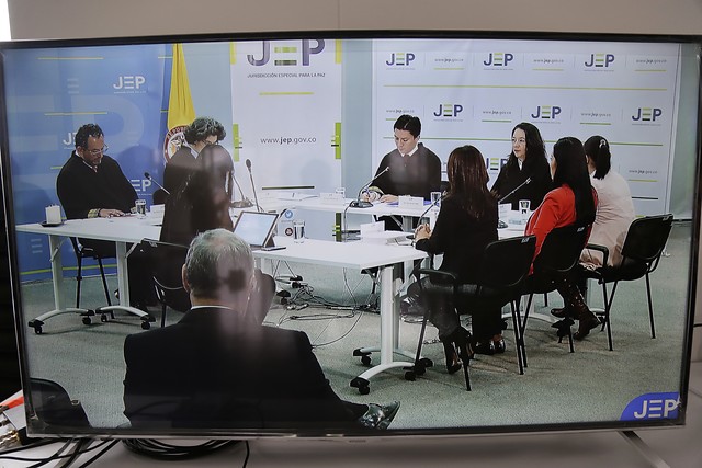 Imagen de la audiencia en la JEP. FOTO COLPRENSA