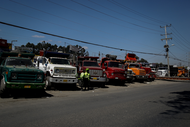 Paro de transportadores en Bogotá. FOTO: COLPRENSA 