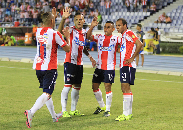 La única victoria colombiana la entregó el Junior de Barranquilla ante el Melgar de Perú 5 -0 . FOTO COLPRENSA. 