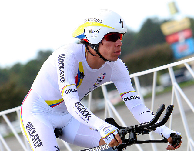 Rigoberto Urán, participando en los Mundiales de Ciclismo 2015. FOTO COLPRENSA