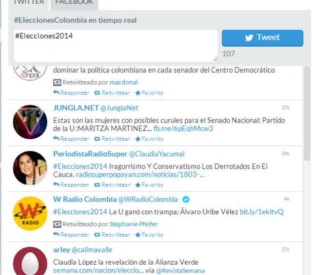Elecciones 2014: cubrimiento en Twitter en tiempo real