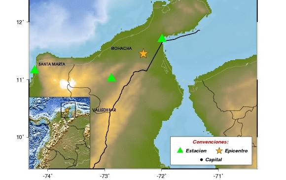 El terremoto, que se registró a las 9:30 de la mañana, tuvo su epicentro a 12 kilómetros de Maicao, una localidad ubicada cerca de la frontera con Venezuela. FOTO CORTESÍA