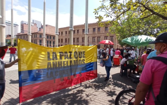 Las manifestaciones comenzaron en Medellín pasadas las 9:00 a. m.. FOTO SANTIAGO LOPERA
