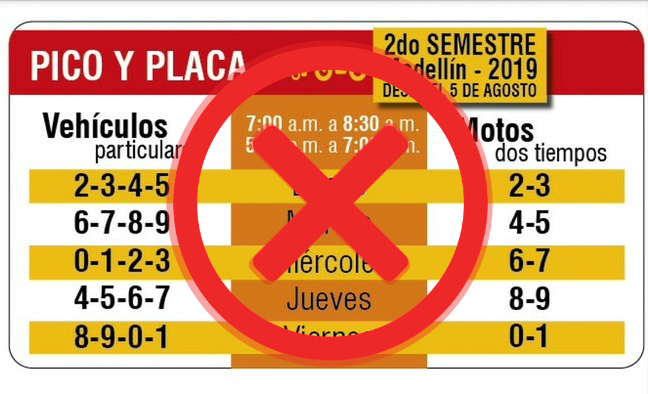 ¡Ojo! Es falsa la imagen de una nueva rotación de pico y placa en Medellín