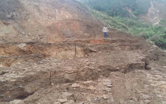 Así se ve el talud este lunes. Foto Cortesía Devimed