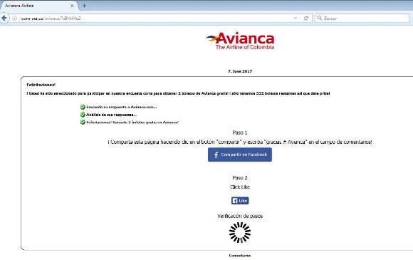 Para acceder al falso premio, el usuario tiene que compartir en su Facebook el enlace de la estafa.
