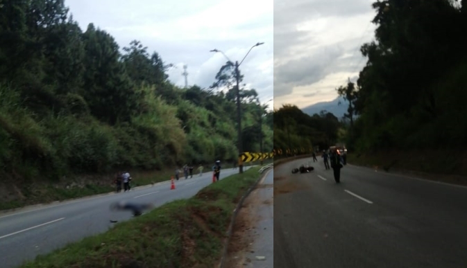 Fuerte trancón en autopista Medellín-Bogotá por accidente de motociclista