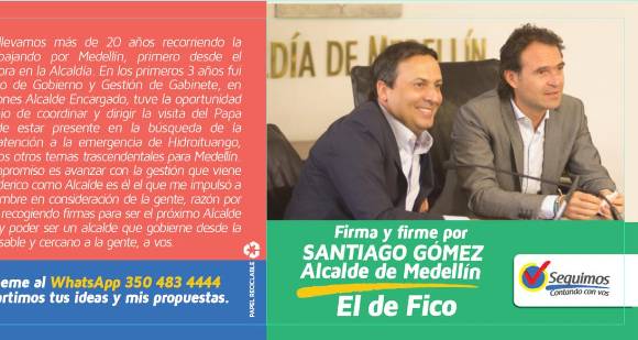 Pieza gráfica del precandidato Santiago Gómez.