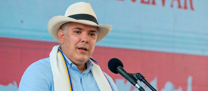El presidente Iván Duque clausuró en Ciudad Bolívar el encuentro de Dirigentes del Suroeste Antioqueño. Foto tomada de Twitter de Presidencia de Colombia