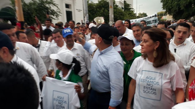 El presidente Duque, durante la movilización en Cartagena. FOTO EL UNIVERSAL