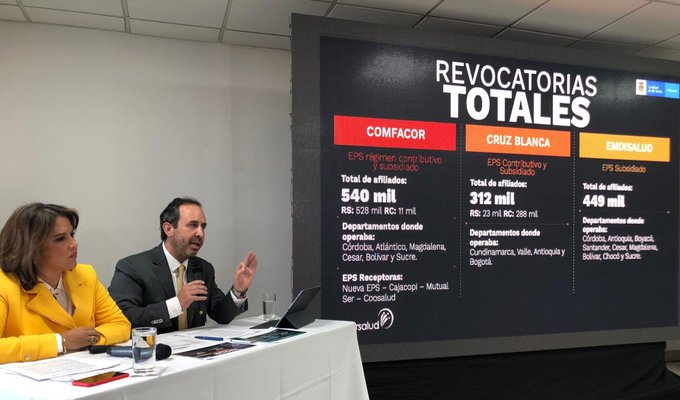 Fabio Aristizábal, superindentende Salud, durante el anuncio de la liquidación de Salud Vida. FOTO Cortesía Supersalud