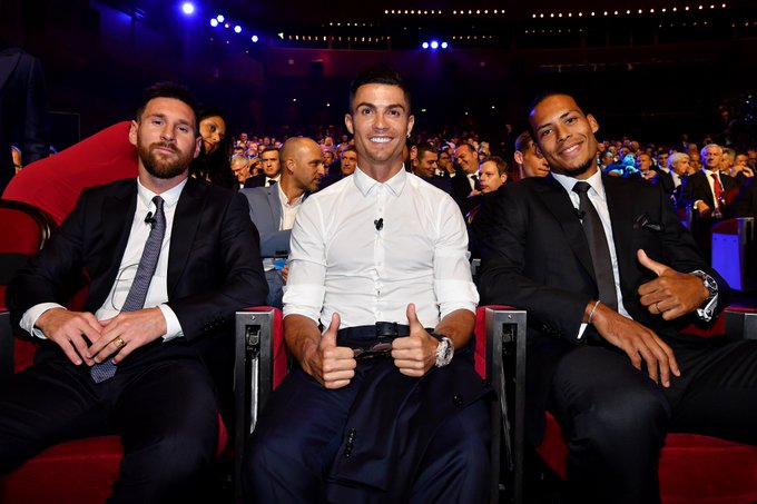 Messi, Ronaldo y Van Dijk. FOTO TWITTER UEFA