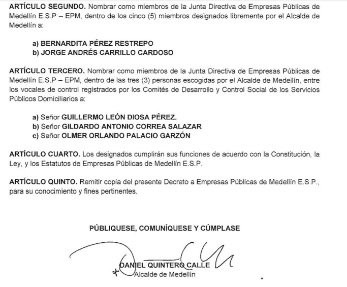 Confirmados Los Ocho Nombres De La Nueva Junta Directiva De EPM