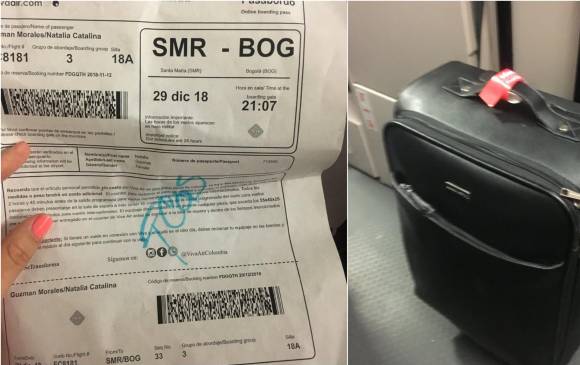 El pasabordo de la mujer marcado por la aerolínea. FOTO: NATALIA GUZMÁN