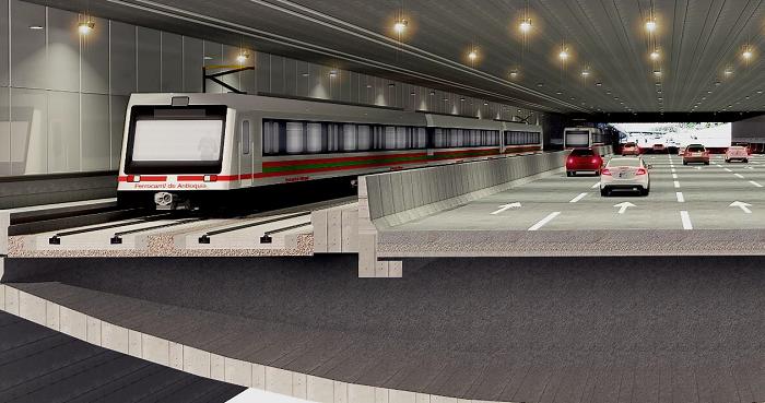 Imagen modelada de como sería el paso soterrado del ferrocarril por el costado oriental de Parques del Río. FOTO CORTESÍA