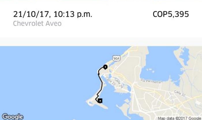 A usuaria de Uber en Cartagena le cobraron $467.695 en una carrera