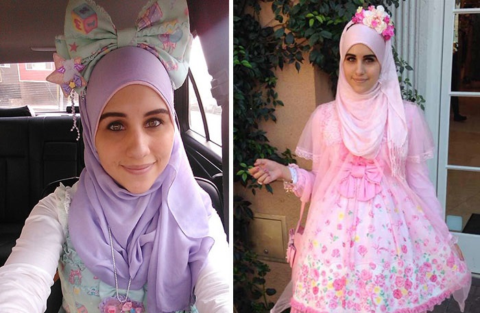Las fans musulmanas de la moda japonesa harajuku comenzaron a usar estas vestimentas de niñas dulces junto a los hijabs. 