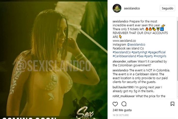 Polémica fiesta Sex Island sí se hará en Cartagena, según diario inglés