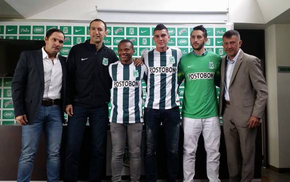 Víctor Marulanda, gerente; Juan Carlos de la Cuesta, presidente, Andrés Escobar, Michael Rangel, Camilo Vargas y Juan Carlos Osorio estuvieron en la presentación en Guarne. FOTO CORTESIA NACIONAL
