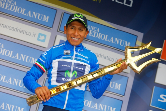 Nairo Quintana conquistó su primer título en la Tirreno-Adriático que se disputó durante una semana en territorio italiano. FOTO CORTESÍA MOVISTAR TEAM