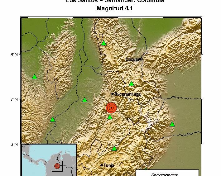 La profundidad fue de 150 kilómetros. Imagen: Servicio Geológico Colombiano. 
