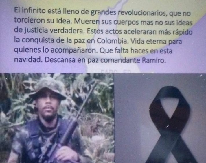$!Disidencia de frente 18 de las Farc confirma muerte de Ramiro