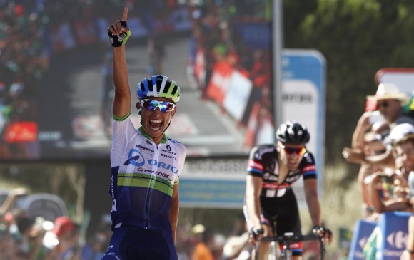 Esteban Chaves, ganador de la segunda etapa de la Vuelta España 2015. FOTO AFP.