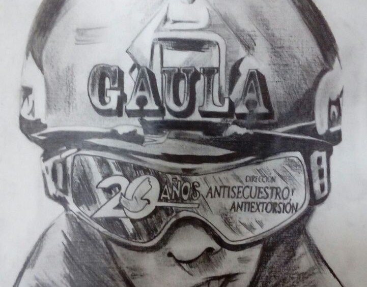Dibujo realizado por el patrullero Jaime Julián Guzmán. FOTO Cortesía Gaula Quindío 