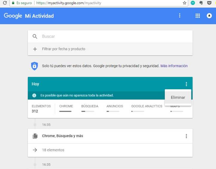 Así puede borrar su historial de Google