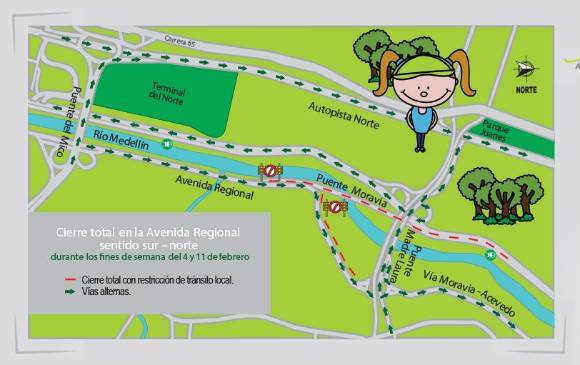 Vías alternas sugeridas por EPM, empresa responsable de la obra. Foto Cortesía