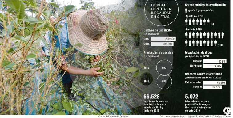 Colombia aumentó acciones para frenar la coca