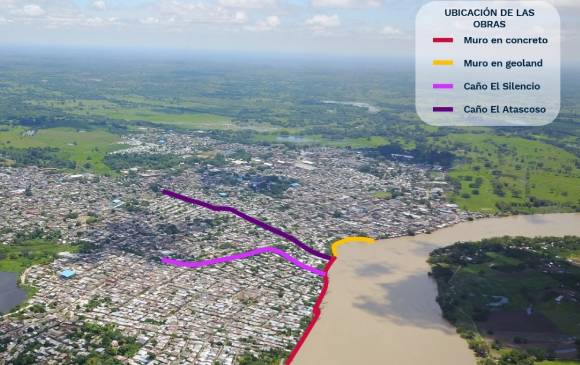 El muro de contención de hará en Caucasia y, también, beneficiará a Nechí. Foto: Cortesía
