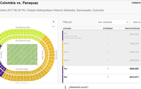 Boletas para Colombia vs Paraguay ya se revenden a precios de locura