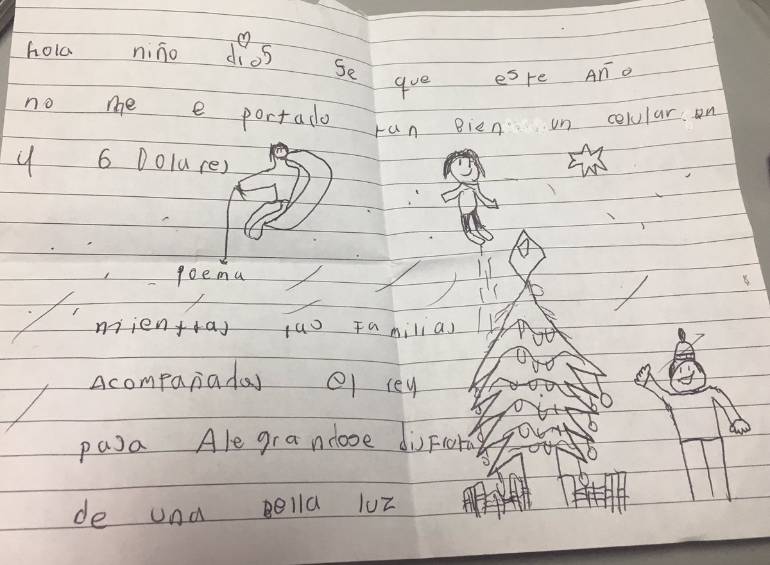 Laura S @LauraPorFavorCarta real al Niñ o Dios. Lo mejor son los 6 dólares.