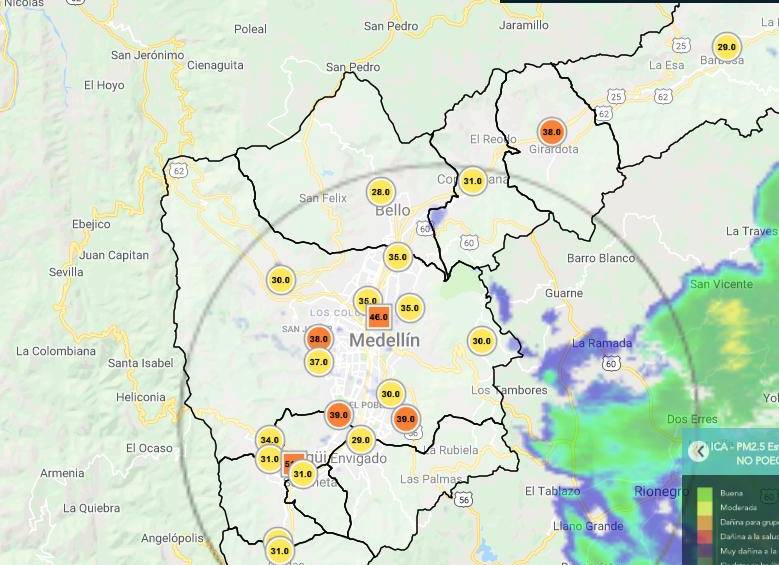 El Valle de Aburrá amanece con deterioro en la calidad de aire