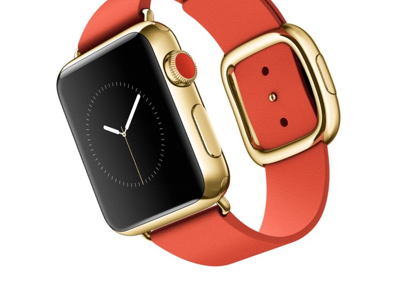 54 millones de pesos es el precio de la versión del reloj de Apple con caja de oro de 18 kilates y hebilla roja. 