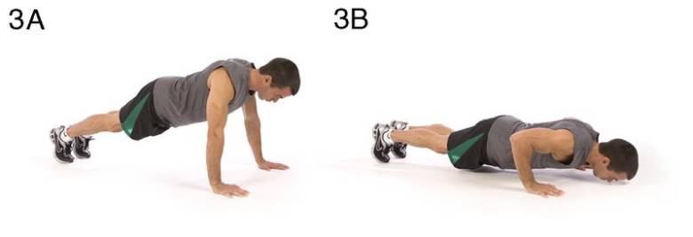 Flexiones de pecho. Cuerpo superior. FOTO: Cortesía investigación Health and fitness journal.