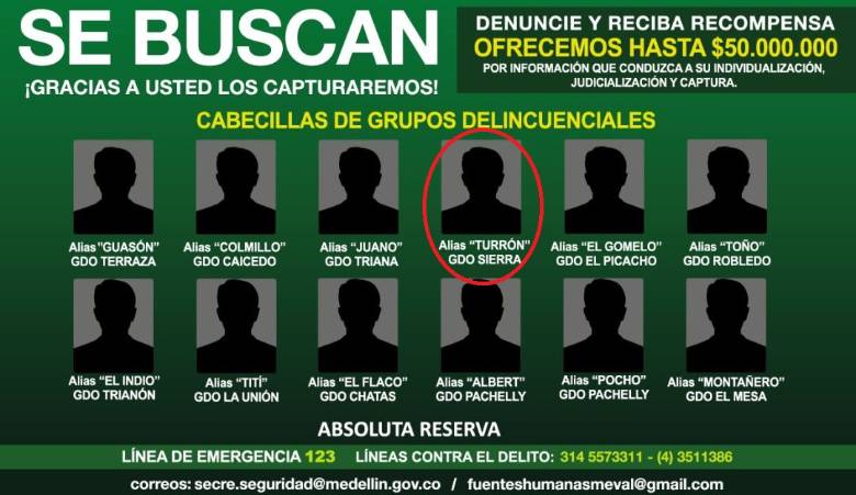 Abatido alias “Turrón”, uno de los más buscados del Aburrá