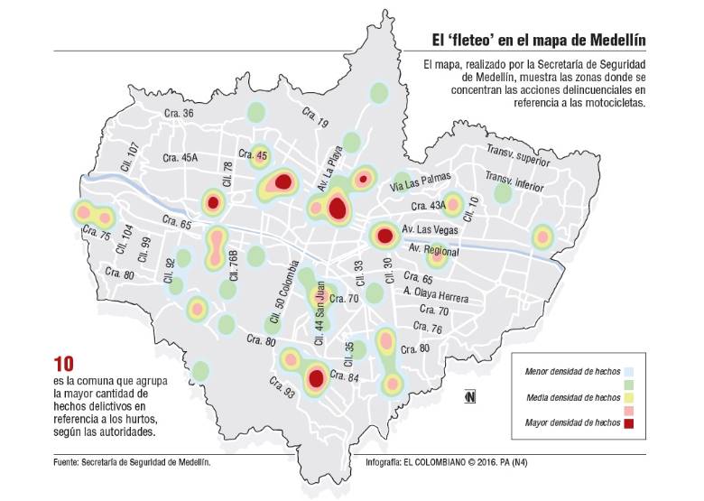 ¿Dónde roban los fleteros en Medellín?
