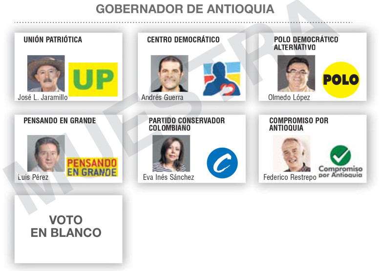 Así sería la tarjeta electoral para la Alcaldía de Medellín y la Gobernación de Antioquia