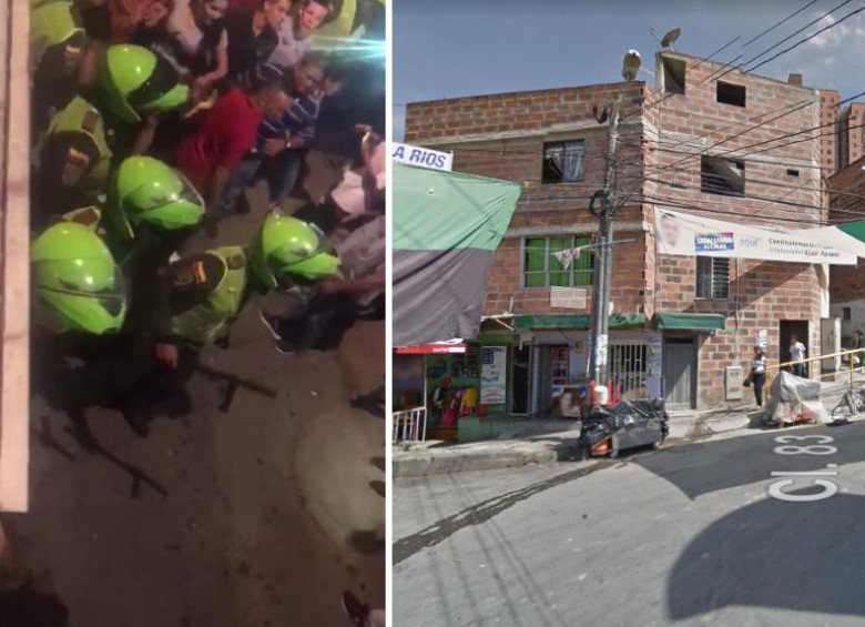 A la izquierda, las imágenes del enfrentamiento entre la policía y la comunidad. A la derecha, el barrio donde ocurrieron los hechos. FOTOS CAPTURA DE PANTALLA Y GOOGLE STREET VIEW