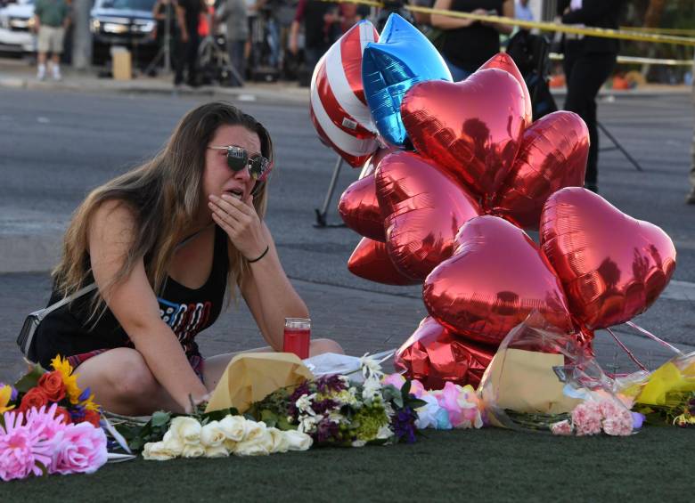 Ofrenda a las víctimas del tiroteo en Las Vegas realizada en octubre de 2017. FOTO: AFP