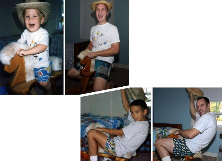 Los hermanos MacMillan de Pennsylvania, Estados Unidos, recrearon fotos de su infancia como adultos. FOTO Matt MacMillan