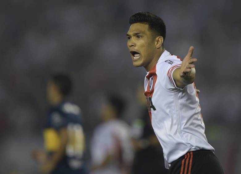 El colombiano Teófilo Gutiérrez suma 20 goles en su año largo con River Plate y en los 51 partidos que lleva. FOTO AFP