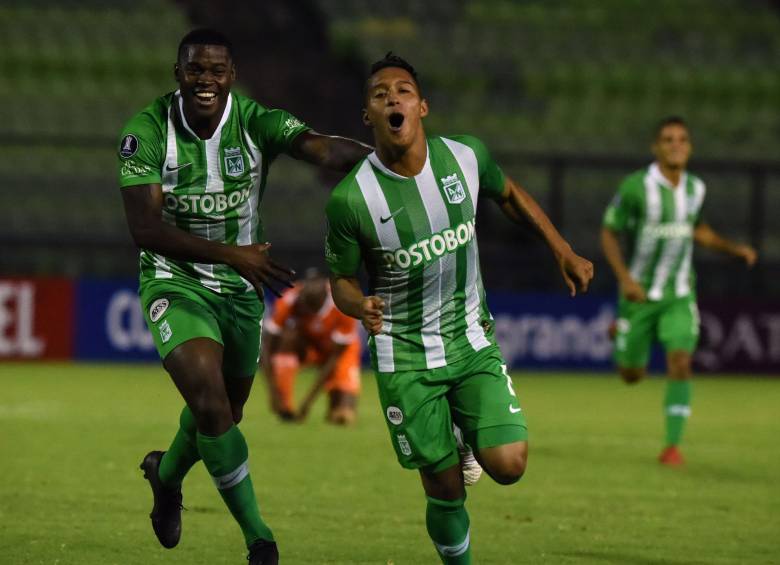 Sebastián Gómez es el primer canterano en marcar el primer gol de Nacional en Libertadores desde Marlos Moreno en 2016. FOTO: AFP