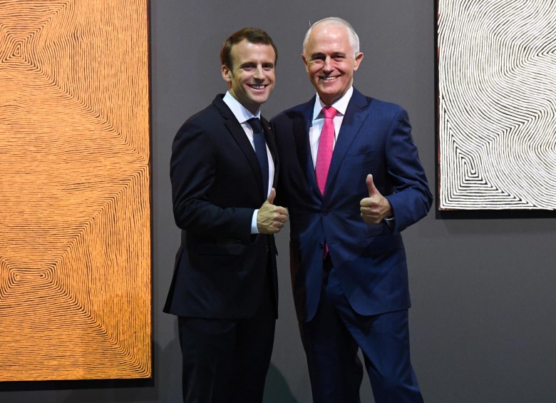 Durante la gira del presidente francés por Australia, se reforzaron los nexos comerciales y políticos entre ambos países, pero sonó más su curioso desliz. FOTO EFE