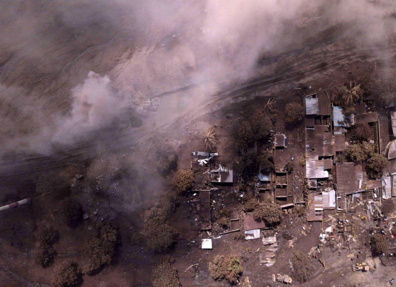 Imagen aérea de las consecuencias del Volcán de Fuego de Guatemala. FOTO EFE