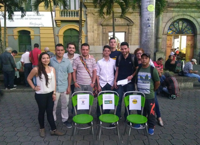 Precandidatos de la Coalición Colombia en la Plazuela San Ignacio de Medellín. FOTO:CORTESÍA