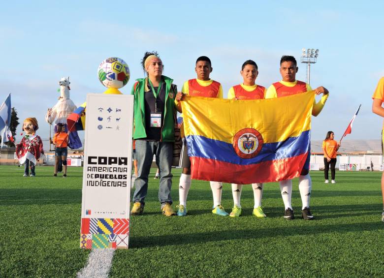 La Selección Colombia Indígena de Fútbol venció 2 a 1 a su similar de Argentina en el Estadio Canadela de la ciudad de Arica, en el marco de la Primera Copa América Indígena de Fútbol Chile 2015. FOTO COLPRENSA