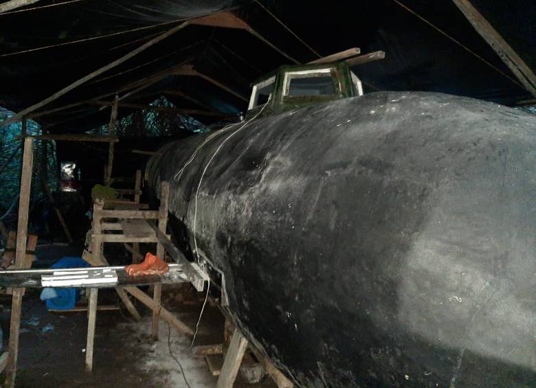 El megasumergible tenía 45 metros de largo y capacidad de navegación de 12 horas. FOTO: CORTESÍA ARMADA NACIONAL